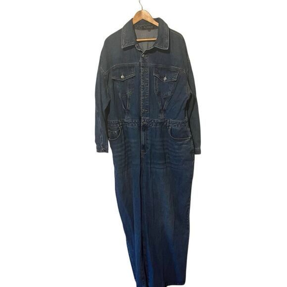 Eloquii blue Denim wide leg Jumpsuit Size 22 - Picture 10 of 11
